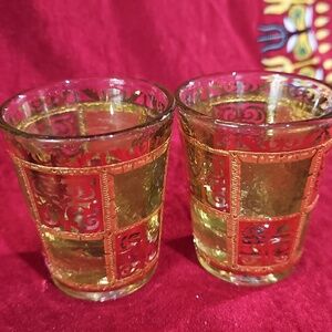 🔥 Culver Prado Shot Glasses 22k Gold “Stained Glass" Spanish Revival Style